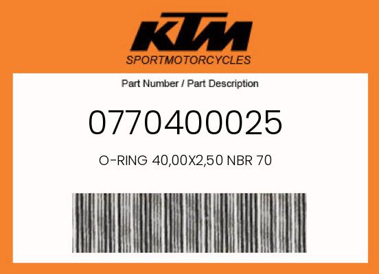 KTM OEM O-Ring 40.00x2.50 NBR 70 - 0770400025 undefined