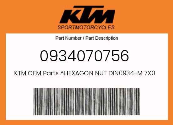 0 KTM OEM Part 0934070756