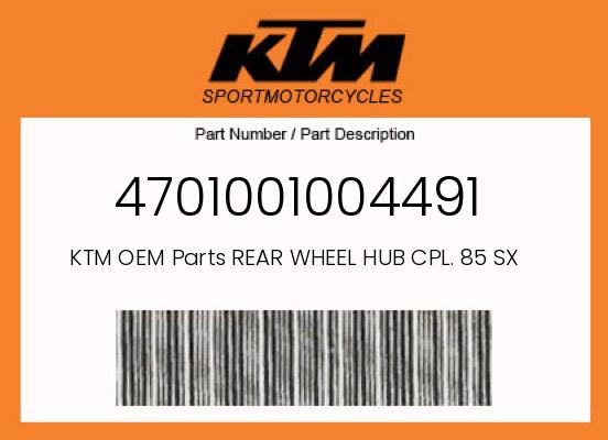 KTM OEM Rear Wheel Hub Assembly 2004-2012 85 SX & 105 SX - 4701001004491 undefined