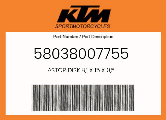 2018 KTM OEM Part 58038007755