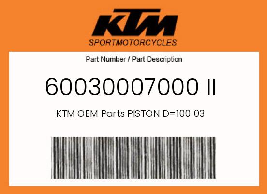 0 KTM OEM Part 60030007000 II