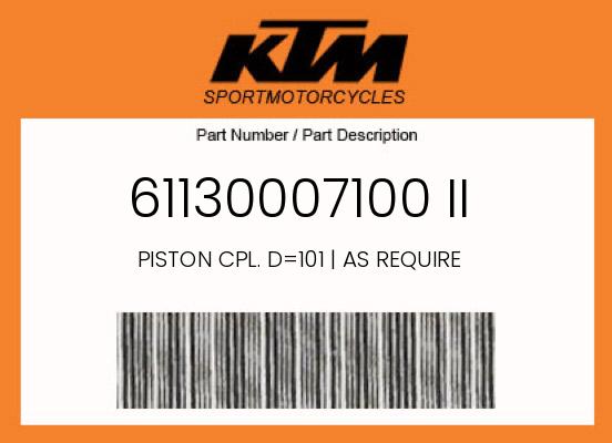 0 KTM OEM Part 61130007100 II