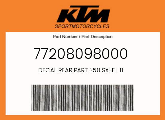 0 KTM OEM Part 77208098000