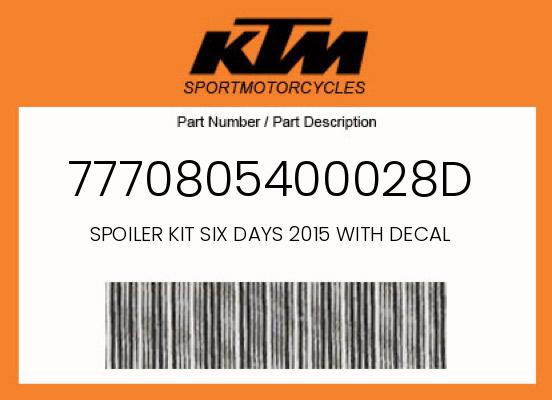 0 KTM OEM Part 7770805400028D