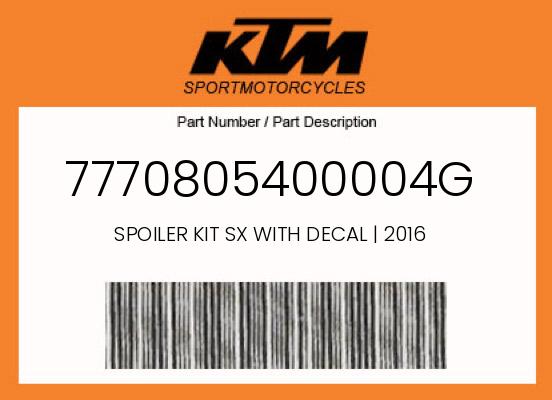 0 KTM OEM Part 7770805400004G
