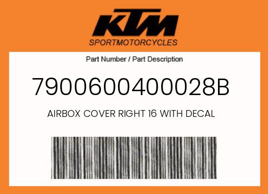 KTM OEM Right Airbox Cover 2016 125 SX/350 SX-F/450 SX-F - 7900600400028B undefined