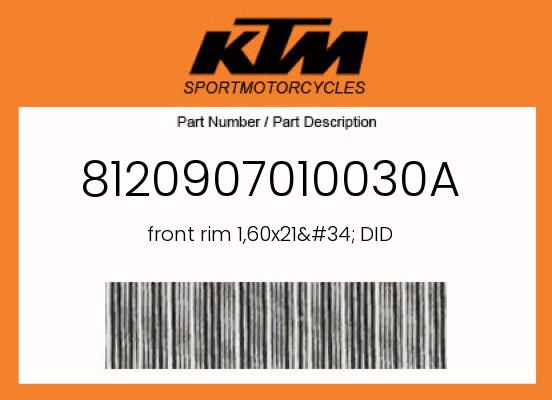 0 KTM OEM Part 8120907010030A