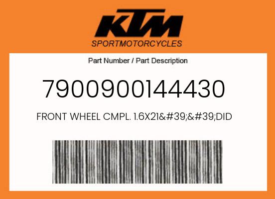 FRONT WHEEL CMPL. 1.6X21''DID undefined