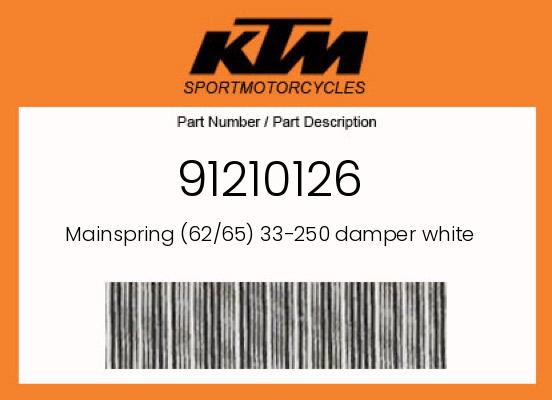OEM White 33 N/mm Rear Shock Mainspring for KTM, Husqvarna & GasGas - 91210126 undefined