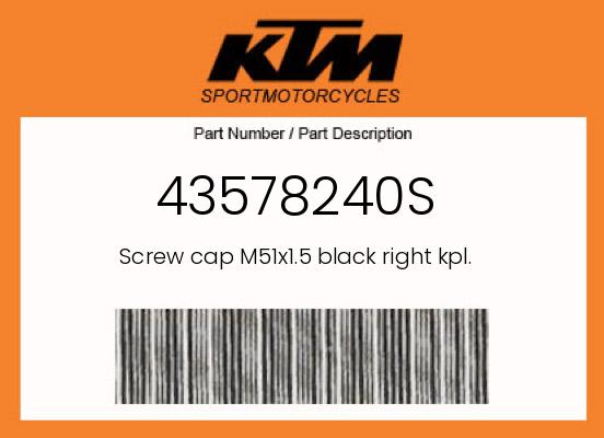 OEM Screw Cap M51x1.5 Black Right for KTM, Husqvarna & GasGas - 43578240S undefined