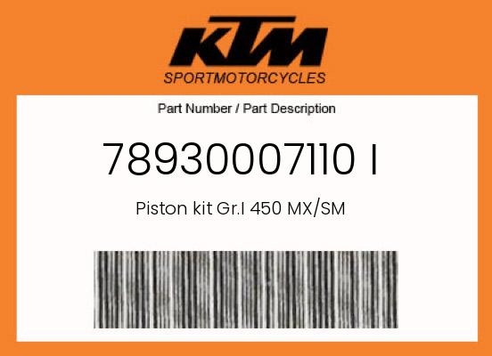 0 KTM OEM Part 78930007110 I
