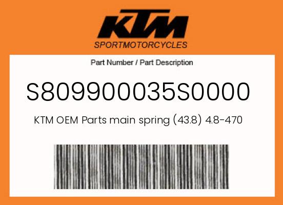 0 KTM OEM Part S809900035S0000