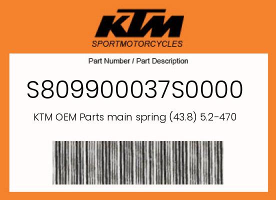 0 KTM OEM Part S809900037S0000