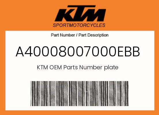 0 KTM OEM Part A40008007000EBB
