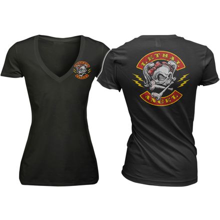 Lethal Threat Women's Girl Skull V-Neck T-Shirt Lethal Threat Women's Girl Skull V-Neck T-Shirt