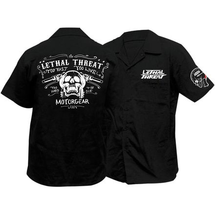 Lethal Threat Skull Handlebars Work Shirt Lethal Threat Skull Handlebars Work Shirt