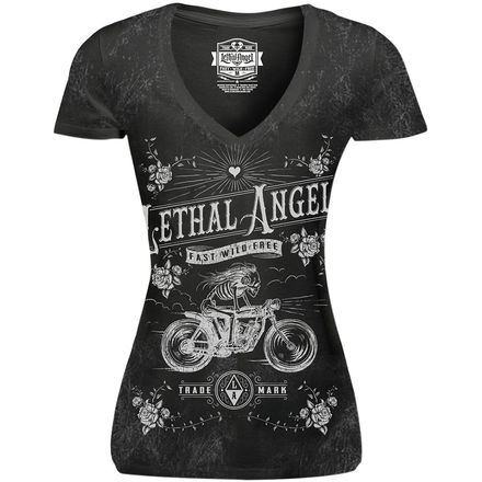 Lethal Threat Women's Lethal Angel Skeleton Biker T-Shirt Lethal Threat Women's Lethal Angel Skeleton Biker T-Shirt