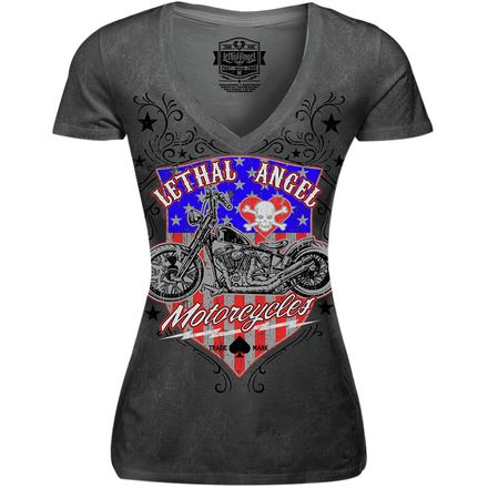 Lethal Threat Women's Lethal Angel USA Motorcycle T-Shirt Lethal Threat Women's Lethal Angel USA Motorcycle T-Shirt