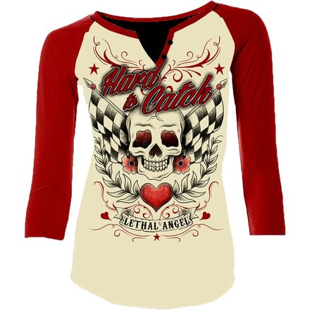Lethal Threat Women's Lethal Angel Hard 2 Catch Raglan Shirt Lethal Threat Women's Lethal Angel Hard 2 Catch Raglan Shirt