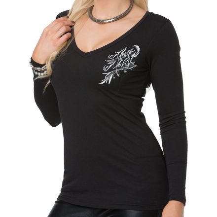 Metal Mulisha Women's Take Off Long Sleeve V-Neck Shirt Metal Mulisha Women's Take Off Long Sleeve V-Neck Shirt