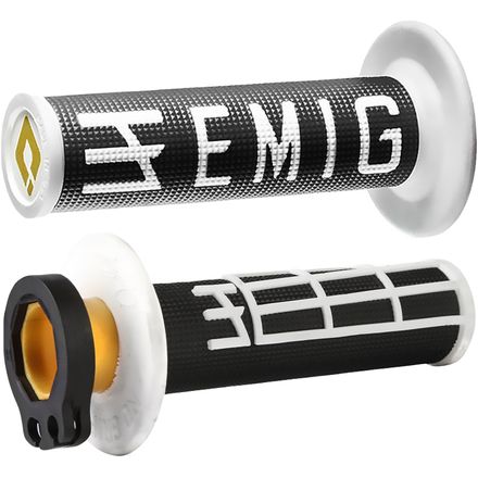ODI Emig 2.0 Lock-On Grips – Weiß/Graphit, Für MX/Offroad-Motorräder Mit Drehgasgriff