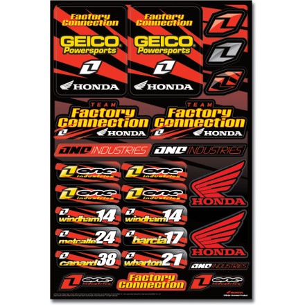 One Industries 2011 Geico Honda Decal Sheet One Industries 2011 Geico Honda Decal Sheet