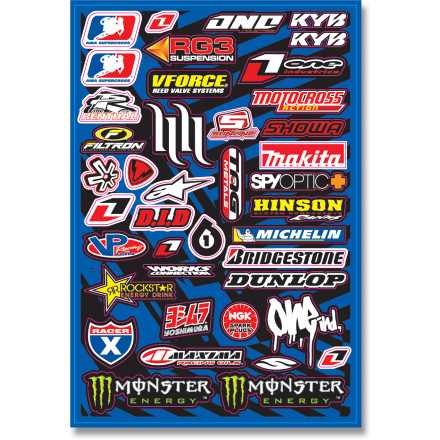 One Industries 2009 Sponsor Logo Decal Sheet One Industries 2009 Sponsor Logo Decal Sheet