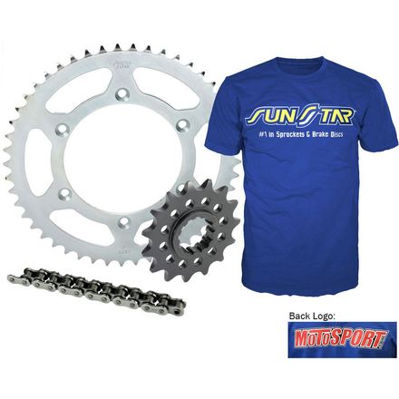 Sunstar 525 Steel Sprocket And Chain Kit With Free Shirt